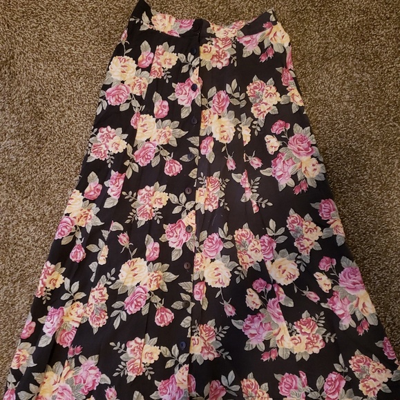 Vintage 90s floral button front skirt - Picture 2 of 2